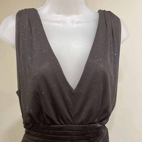 NWOT R&M Richards Brown w/Blue Glitter Dress. Size 16W XL plus - Picture 3 of 12